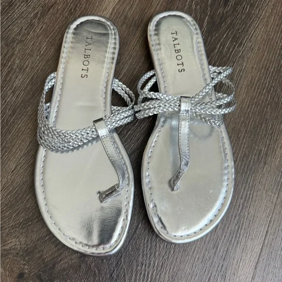 Talbots Shoes Talbots Metallic Silver Braided Cece Scrappy